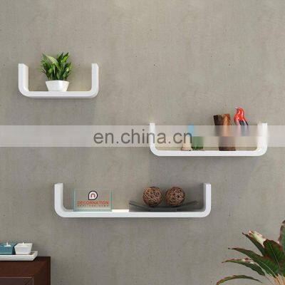 MDF Floating Wall Shelf - Set of 3 U Shape Round Corner MDF Wall Racks