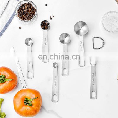 7 Piece Custom Printed Logo Unique Wholesale Plain 2021 Stainless Steel Measuring Spoons