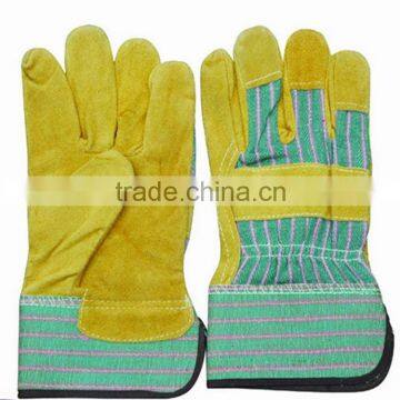 cutting resistant safety leather working gloves with rubberized cuff