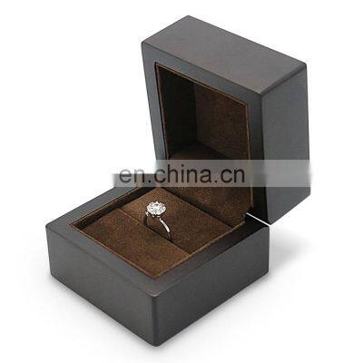 Custom Logo Elegant Luxury  Black Color Wood  Jewelry box  Ring Box