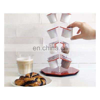 Red Keurig Coffee Pod Holder, Clear Rotate K-Cup Carousel Capsule Storage Office Decor Gift photo-5