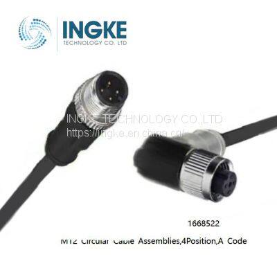 1668522,M12 Circular Cable Assemblies,4Position,Male to Female ,A Code,INGKE