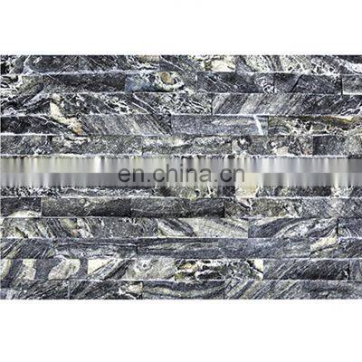 wall covering ledge black quartzite granite cladding culture stone granite-wall-stone-design on mesh for sale