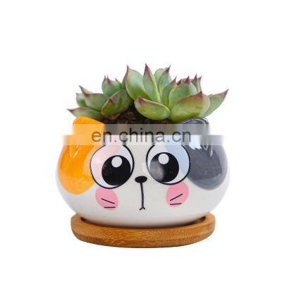 Wholesale Home Indoor Plants Aero Pots Planter Cute Cat Mini Ceramic Suculent Succulents Flower Animal Succulent Planters