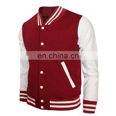 Baseball lettermen varsity jacket for men with leather sleeve custom embroidery patched logo