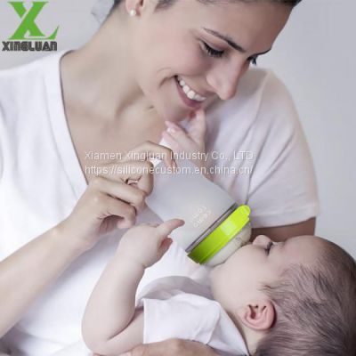 Close to natural soft feel stains and odor resistant silicone baby bottle