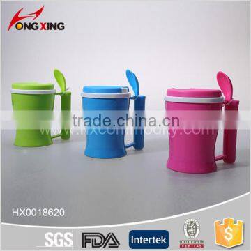 hot sale microwave pp plastic soup mug with spoon and lid                        
                                                Quality Choice