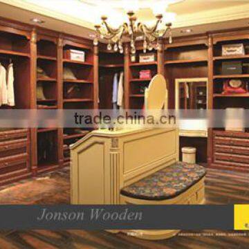 Customized Cherry/Teak/Oak/Mahogany Solid Wood Walk-in Wardrobe