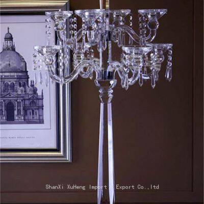 9 Arms Back Crystal Beads Candelabra Wedding Candle Holder Centerpiece For Sale