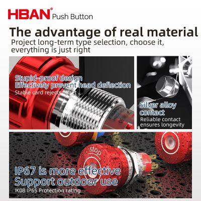 HBAN Ip67 NO Normally Close Elevator Control Lock Switch Emergency Stop Button 16mm