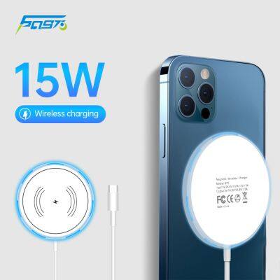 Magnetic Wireless Charger 15w  for iP16-12 Magnet Charging Pad Chargers with Blue LED light Strong Magnetic Mobile Phone Charge