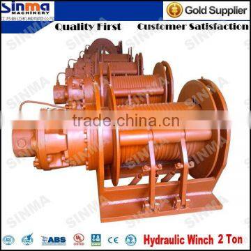 Low energy consumption low noise 2 ton hydraulic winch