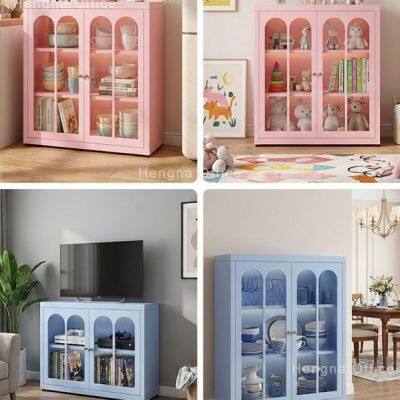 Pastel Blue 2-Door Steel Buffet Cabinet SD-D988 With Adjustable Shelves| 1017mm Height Modular Metal Cupboard for Dining Room photo-5