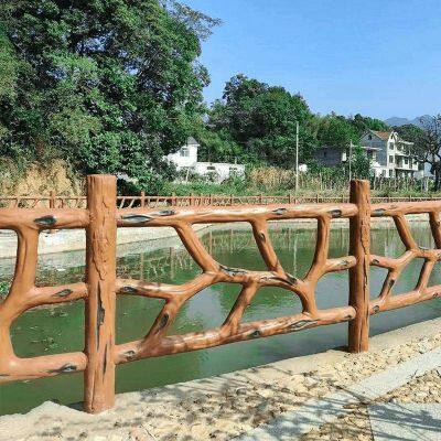 Cement Wood Imitation Guardrails for Rivers and Scenic Areas, Concrete Bark Imitation Railings for Parks, Bark Imitation Fences, and Solid Wood Imitation Enclosures photo-2