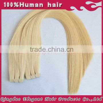 Wholesale hair salon products,Raw russsian virgin tape in platinum blonde hair