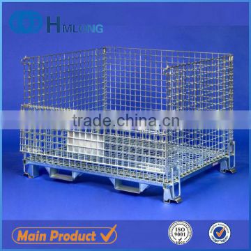 Metal mesh basket forklifts stacking containers