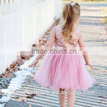 Wholesale Stylish Pink Sequin Girls Dress Chirstmas Party Dress For Gals