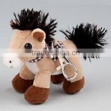 Plush horse doll keychain/wholesale horse keychains/Metal Clip horse plush horse