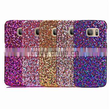 Glitter Powder Leather Coated Hard Plastic Cover for Samsung Galaxy S6