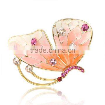 Invitation gold plated crystal butterfly brooch