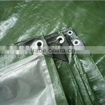 green pe fabric with plastic corner ad eyelet