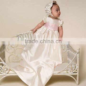 floral embroidered lace and pearl buttons baby christening gown                        
                                                Quality Choice