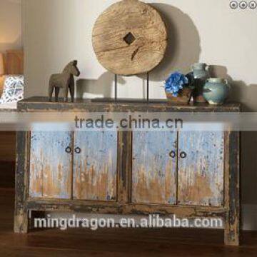 Distressed antique chinese wooden console sideboard