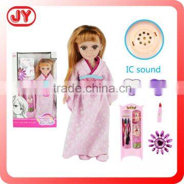 Newest pink dress fashion design vinyl doll with IC sound