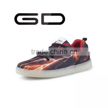 GDSHOE new design canvas lace up lightning led sneakers