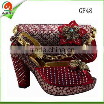 high heels italian red sexy shoes match handbags for ladies wedding