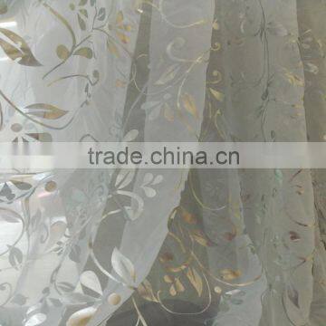 2015 new arrival cheap polyester foil printing sheer curtain fabric