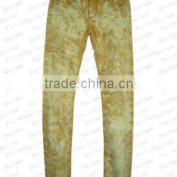 Lady's Colour Paint Jeans -- Yellow