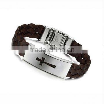 closures for bracelets leather for men, wholesale leather engravable bracelets 2016 Inox jewelry