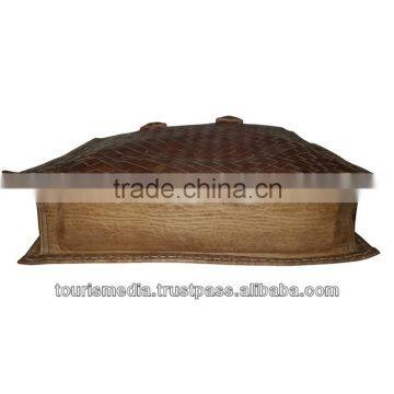 Handmade Braided Leather Handbag Moroccan Dark Tan Leather Handbag photo-6