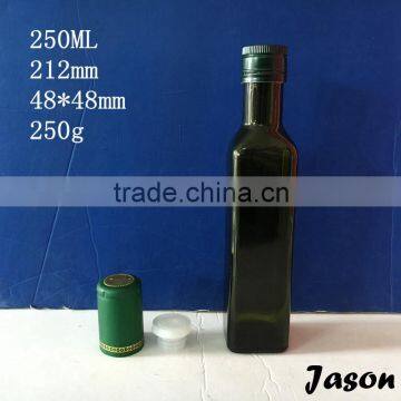 250ml square dark green olive oil glass bottle