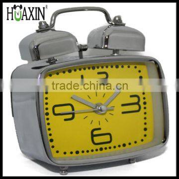 2016 New Style Twin Bell Table Square Alarm Clock With Night Light