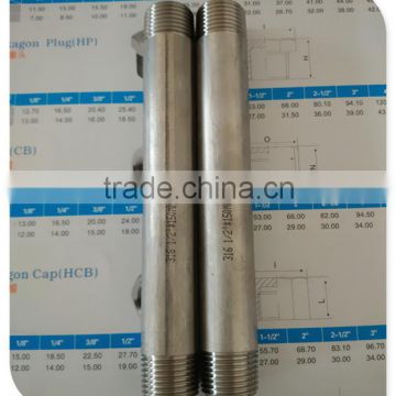 316 Stainless Steel Barrel Nipples Threaded Pipe Nipples 1/2"x150mm