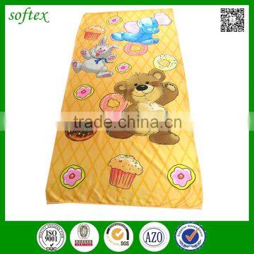 2016 hot selling cartoon animal print microfiber beach towel manufacturers for kids