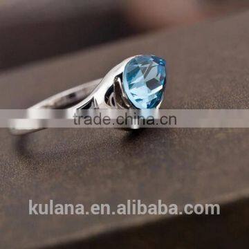 China jewellery hot sale gemstone wedding rings blue gemstone crystal rings nickel free