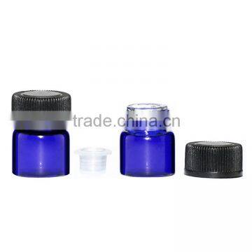 blue vial glass bottle for oil /capsule with dispenser