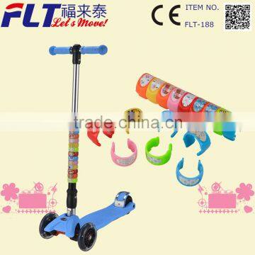 Creative design fast foldable kids kick scooter with colorful ring clip