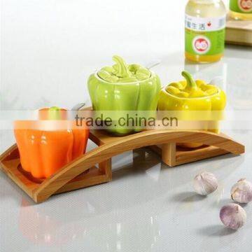 3PCS glaze Ceramic peppers spice jar