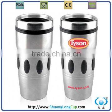 Rubber Ribbed Stainless Steel Custom Coffee Mugs