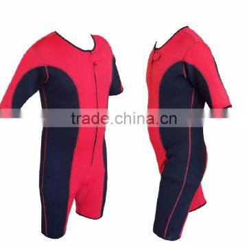 Neoprene Sweat Shirt Rash Guard Sauna Suit Weight Loss Top, MMA Gym Fitness Training Exercise Sweat Shorts Red & Black