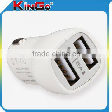 High Speed White 2USB Car Charger Quick Charging For iphone&ipad and Other Mobile Devices