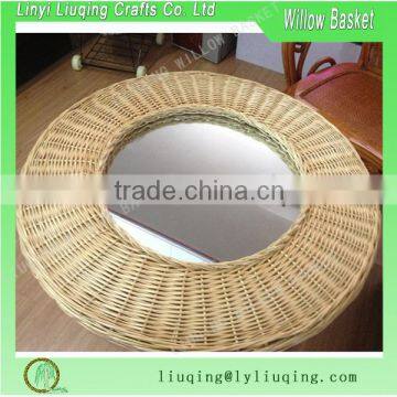 Home furniture round willow/wicker mirror