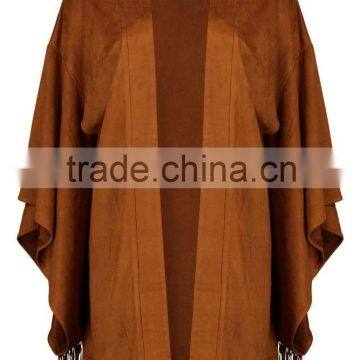 Suedette Fringed Chinese Kimono