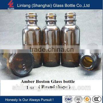 1/2oz Amber boston glass bottle manufacturer in China