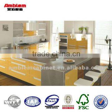 Yellow Lacquer Aluminum Countertop Kitchen Cabinet