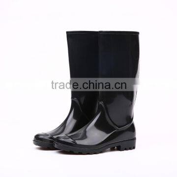 2016 Simple style cheap black pvc rain boots without steel toe, cheap plastic pvc rain boots